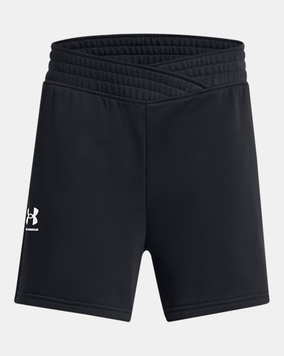 Girls' UA Rival Terry Crossover Shorts in Black image number 0